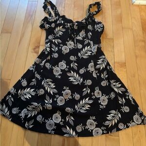 Floral Black and White Mini Doll Dress